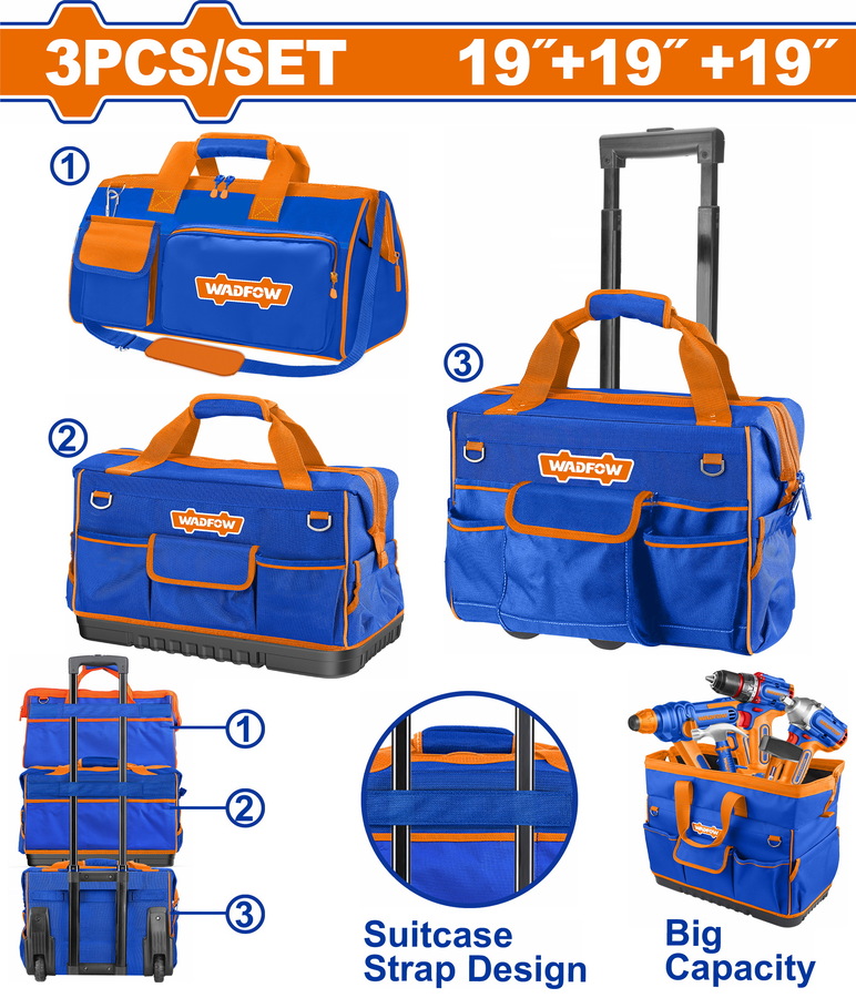 Wadfow WTGR103 Σετ Τσάντες Εργασίας 19" 3 Τεμάχια