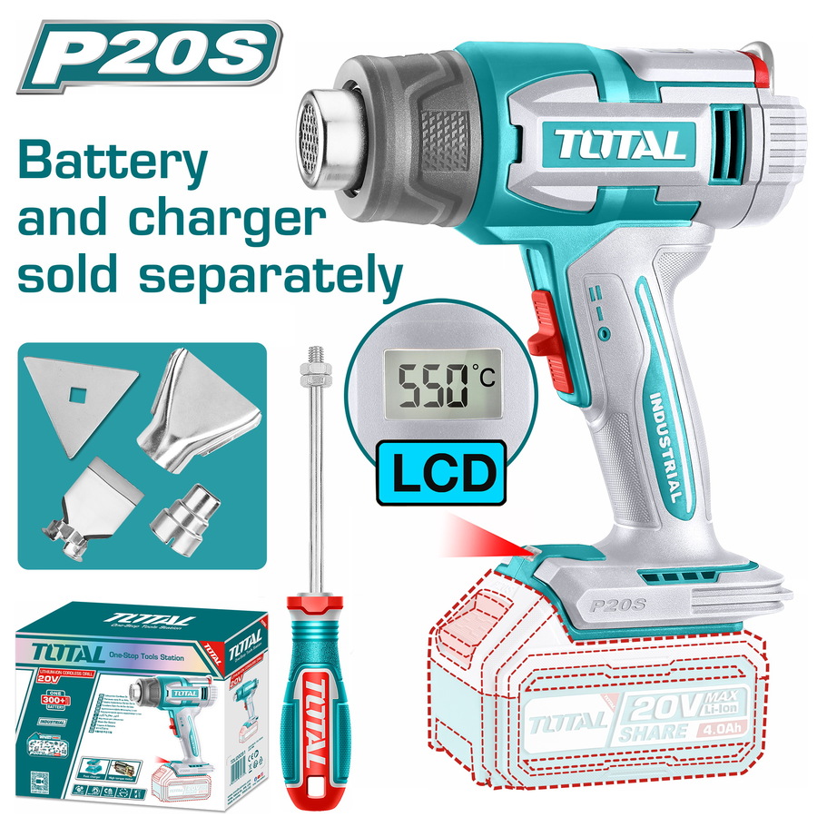 Total TBLI2003 Πιστόλι Θερμού Αέρα Μπαταρίας Li-ion 20V Χωρίς Μπαταρία & Φορτιστή