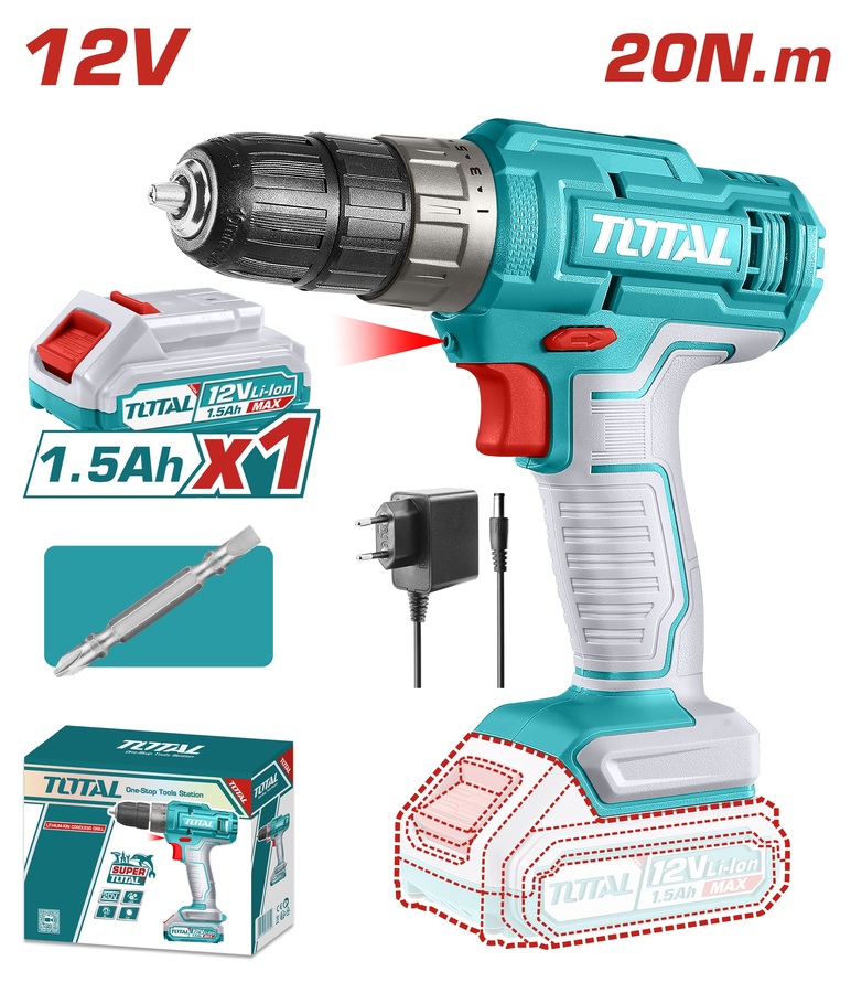 Total TDLI1218 Δραπανοκατσάβιδο Μπαταρίας Li-ion 12V / 1.5Ah / 20Nm / 1 Μπαταρία