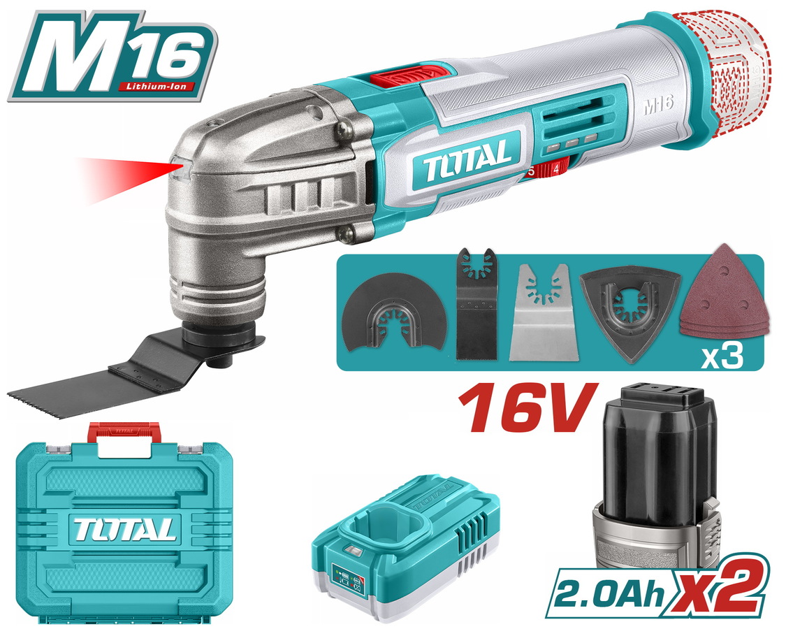 Total TMLI16222E Παλινδρομικό Πολυεργαλείο Μπαταρίας Li-ion 16V / 2Ah / 2 Μπαταρίες