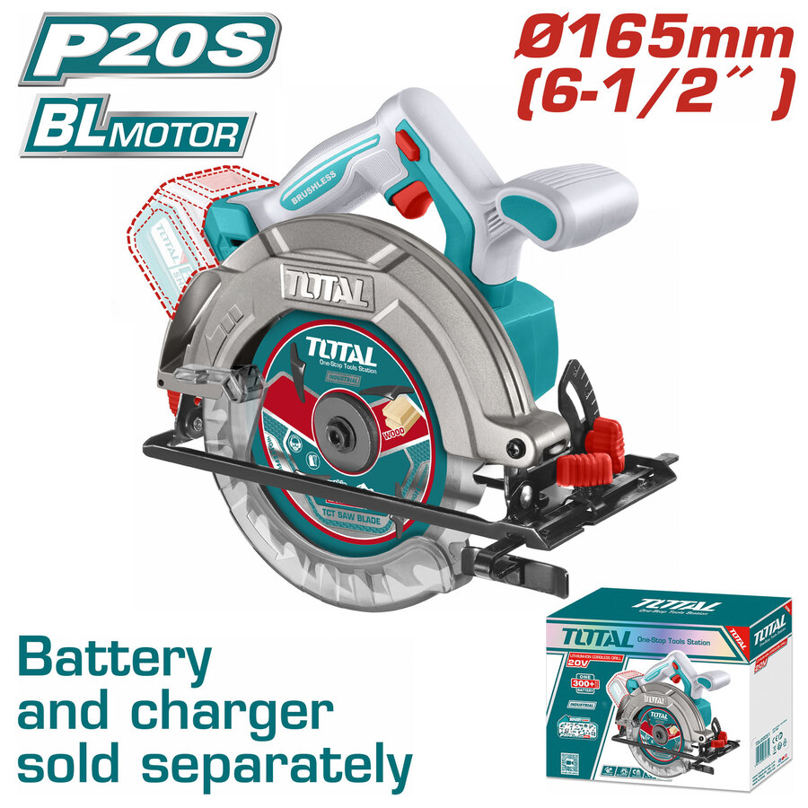 Total TSLI1652 Δισκοπρίονο Μπαταρίας Brushless Φ-165mm Li-ion 20V Χωρίς Μπαταρία & Φορτιστή