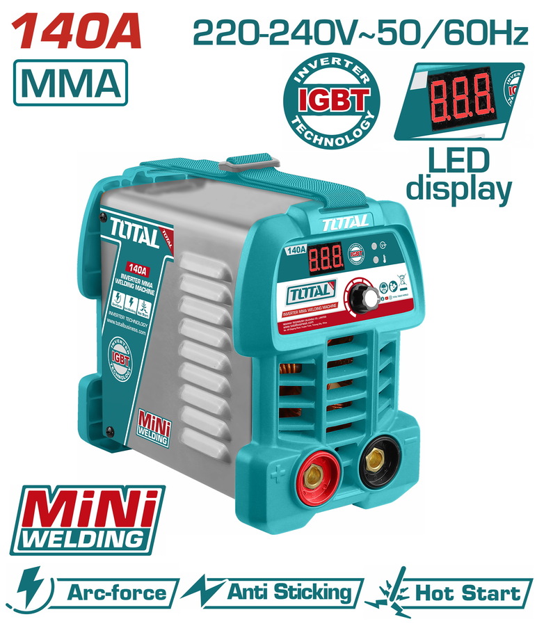Total TW214049E Ηλεκτροκόλληση Inverter MMA με Μέγιστο Ρεύμα Συγκόλλησης 140A και Κύκλο Εργασίας 15%