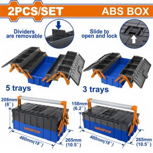 Wadfow WTB4308 Σετ Εργαλειοθήκες Πλαστικές 2 Τεμάχια