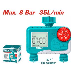 Total THHCQ9206 Ψηφιακός Προγραμματιστής Ποτίσματος Μπαταρίας 2 Εξόδων