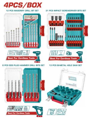 Total TOS26068 Σετ Τρυπάνια / Μύτες Μαύρες Χτυπητές / Ποτηροτρύπανα Μετάλλου