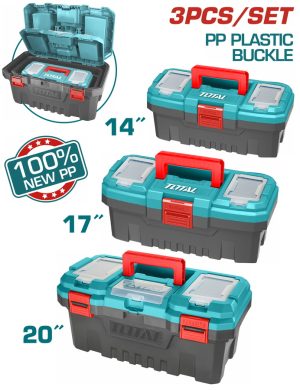 Total TPBXK0031 Σετ 3 Τεμάχια Πλαστικές Εργαλειοθήκες 14"- 17"- 20" Με Πλαστικά Κουμπώματα