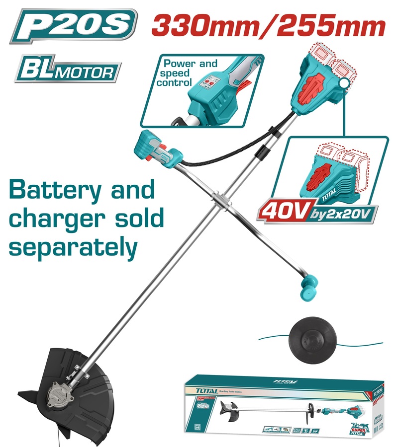 Total TSTLI20018 Θαμνοκοπτικό Mπαταρίας Li-ion 40V Χωρίς Μπαταρία & Φορτιστή