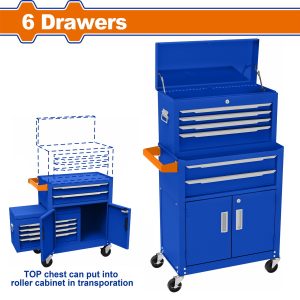 Wadfow WCS4A08 Μεταλλικός Εργαλειοφόρος Με 6 Συρτάρια & Εργαλειοθήκη