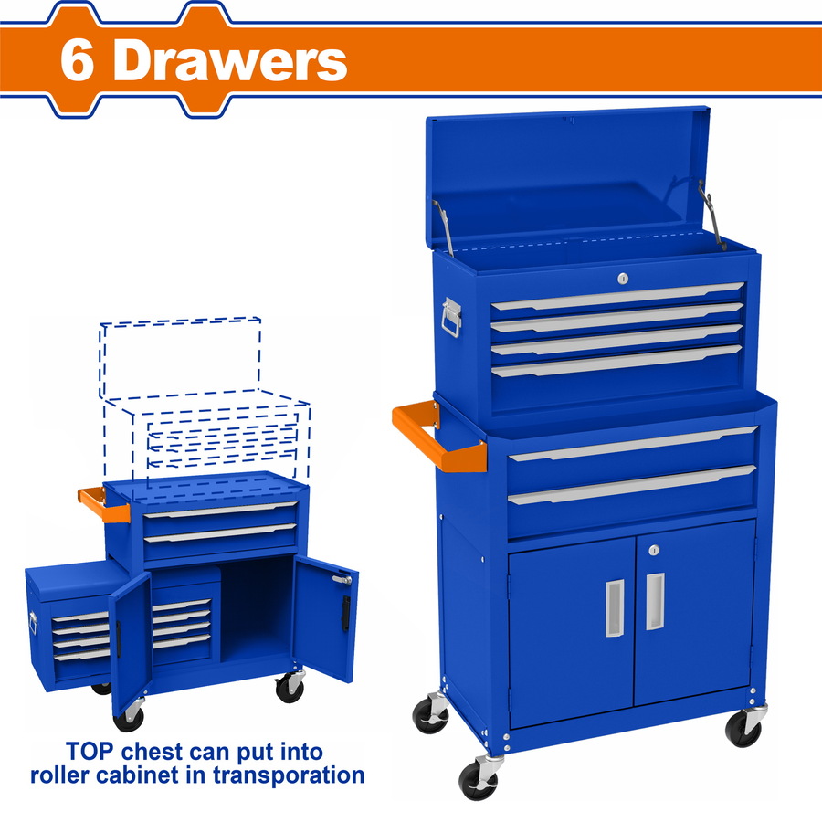 Wadfow WCS4A08 Μεταλλικός Εργαλειοφόρος Με 6 Συρτάρια & Εργαλειοθήκη