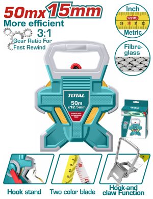 Total TMTF18506 Μετροταινία 50m Fibreglass