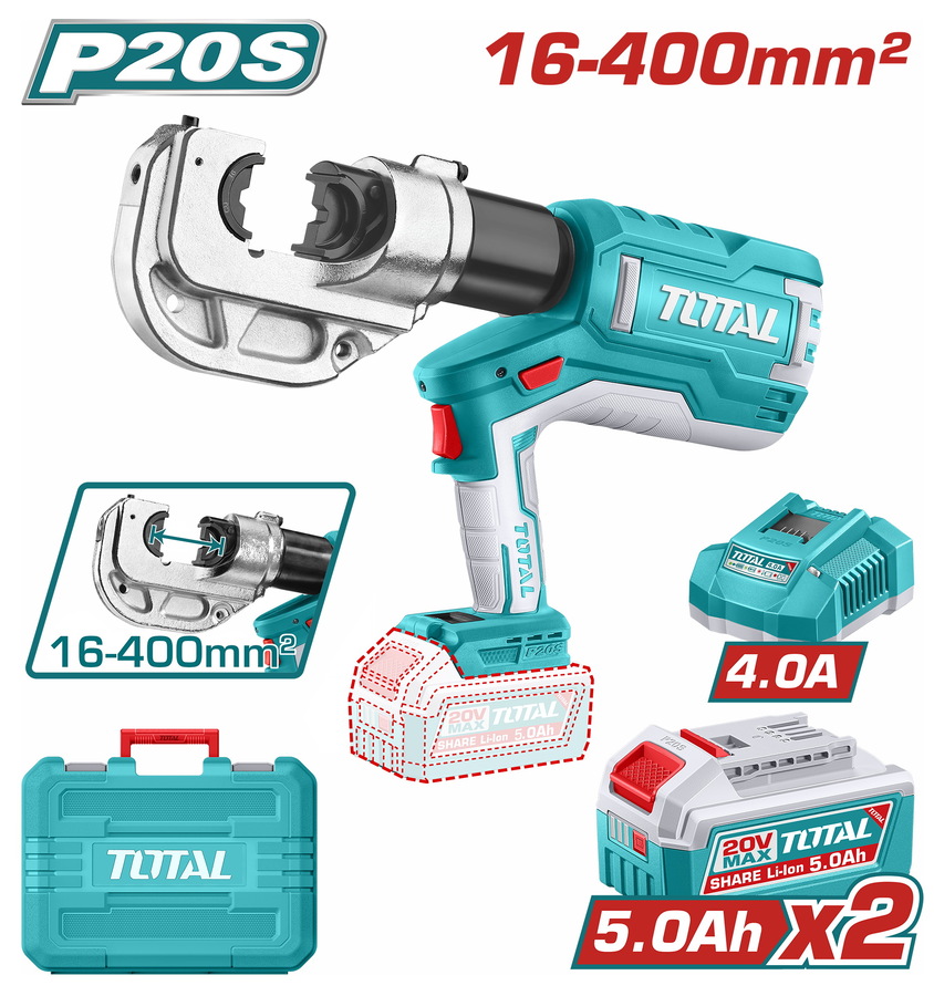 Total TCTLI2005 Υδραυλική Πρέσα Καλωδίων 16-400mm² Μπαταρίας Li-ion 20V / 5Ah / 2 Μπαταρίες