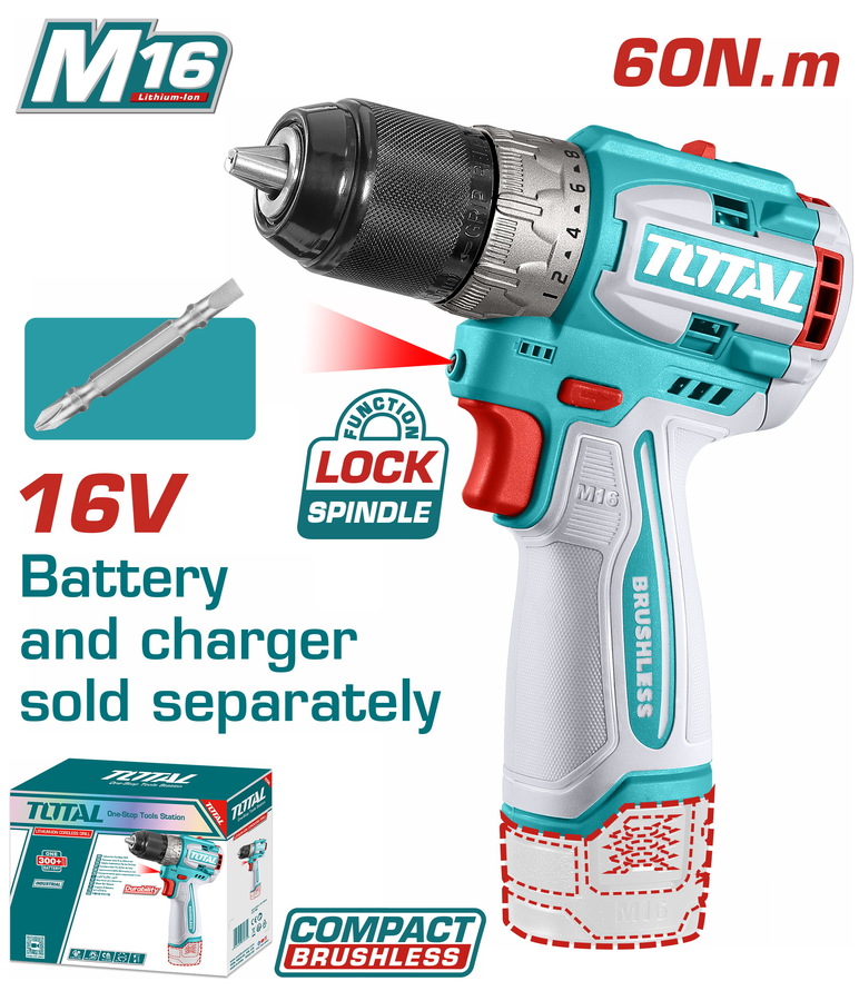 Total TDLI16681 Δραπανοκατσάβιδο Μπαταρίας Li-ion 16V / 60Nm Χωρίς Μπαταρία & Φορτιστή