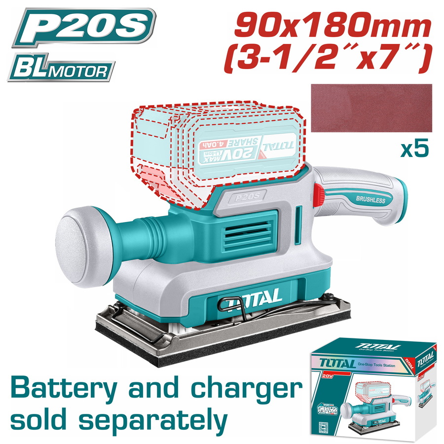 Total TFSLI2031 Παλμικό Τριβείο Μπαταρίας Li-ion 20V / 90X180mm Χωρίς Μπαταρία & Φορτιστή