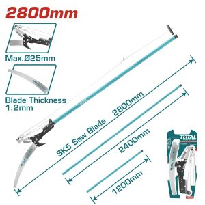 Total THEPS25281 Τηλεσκοπικό Κονταροπρίονο με Ψαλίδι 2.40m και με Άνοιγμα Ψαλιδιού 25mm