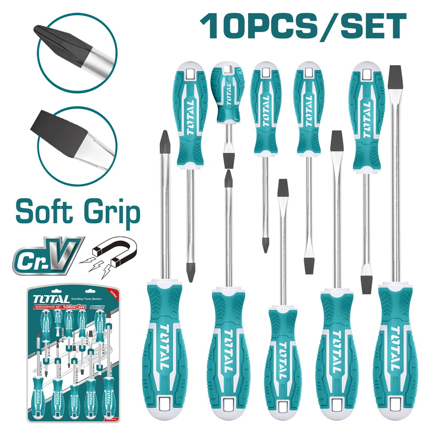 Total THT250610 Σετ Μαγνητικά Κατσαβίδια με 10 Εναλλασσόμενες Μύτες