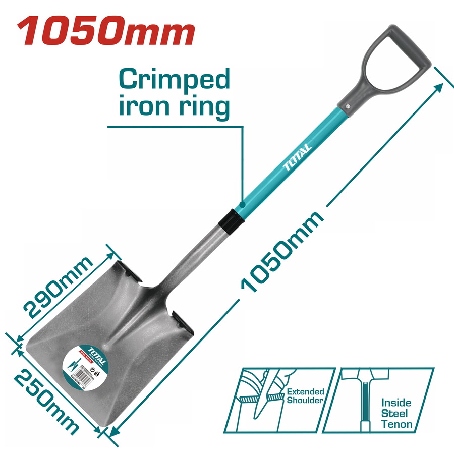 Total THTH01114 Μεταλλικό Φτυάρι Κάρβουνου Με Fiberglass Χειρολαβή 250mmX290mm