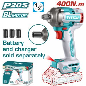 Total TIWLI20401 Μπουλονόκλειδο Μπαταρίας. Li-ion 20V / 400Nm Χωρίς Μπαταρία & Φορτιστή