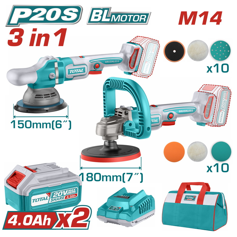 Total TOSLI241191E Σετ Γωνιακών Αλοιφαδόρων Μπαταρίας Li-ion 20V