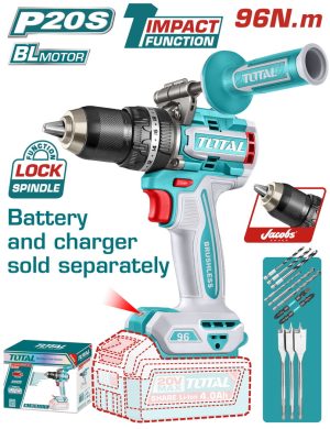 Total TIDLI209685 Κρουστικό Δραπανοκατσαάβιδο Μπαταρίας Li-ion 20V/96Nm Χωρίς Μπαταρίας & Φορτιστή Brushless Motor
