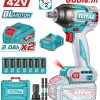 Total TIWLI42602E Μπουλονόκλειδο Μπαταρίας Li-ion 42V / 2Ah / 600Nm / 2 Μπαταρίες Brushless Motor