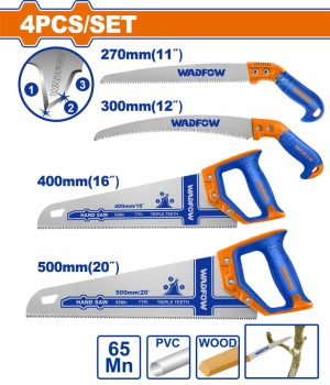 Wadfow WHWPH04 Σετ Πριόνια Κλαδέματος & Σεγάτσες Ξύλου 4 Τεμάχια