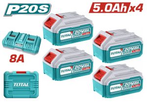 Total TFBCLI20285E Σετ 4 Μπαταριών Εργαλείου Λιθίου 20V Χωρητικότητας 5Ah με Ταχυφορτιστή