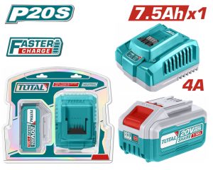 Total TFBCPK1417E Σετ 1 Τεμάχιο Μπαταρίας TFBLI2075 Li-ion 20V/7.5Ah + 1 Τεμάχιο Ταχυφορτιστής TFCLI20411E