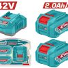 Total TFBCPM20221E Σετ 2 Τεμάχια Μπαταρίες TFBLI42201E Li-ion 42V/2Ah + 1τεμ Φοριστής TFCLI42021E