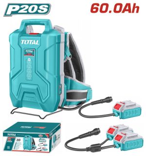 Total TFBLI241110 Τροφοδοτικό Πλάτης Μπαταρίας Li-ion 20V/20V+20V / 60Ah / 30Ah (1080Wh)