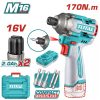 Total TIRLI16178E Παλμικό Κατσαβίδι Μπαταρίας Brushless Li-ion 16V / 2Ah / 170Nm / 2 Μπαταρίες