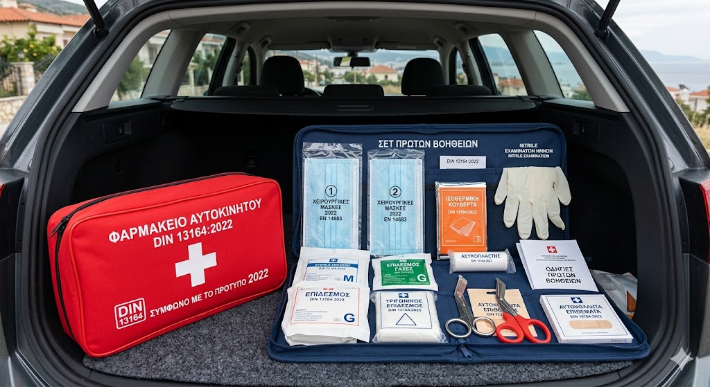 Φαρμακείο Αυτοκινήτου Din 13164:2022: Τι αλλάζει με τη νέα νομοθεσία στην Ελλάδα + Οδηγός 2026