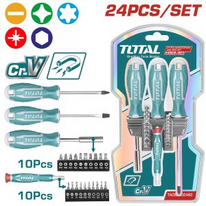 Total TACSD302462 Σέτ Κατσαβίδια Μαγνητικά & Μύτες 24 Τεμαχίων