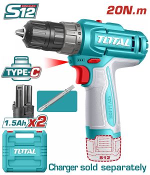 Total TDLI12206E Δραπανοκατσάβιδο Μπαταρίας Li-ion 12V / 1.5Ah / 20Nm / 2 Μπαταρίες Type-C