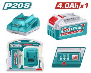 Total TFBCPK1012E Σετ Μπαταρίας Λιθίου Χωρητικότητας 4Ah 20V με Φορτιστή