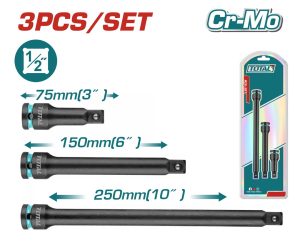 Total THISEB12031 Σετ Προεκτάσεις Αέρος Μαύρες 1/2" 3 Τεμάχια