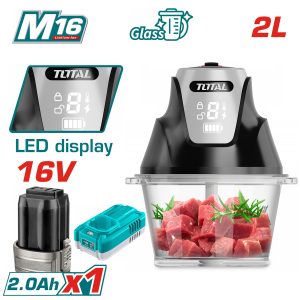 Total TMG029K Πολυκόπτης Multi 200W με Δοχείο 2lt Μαύρος  Li-ion 16V / 2Lit / 2Ah / 1 Μπαταρία