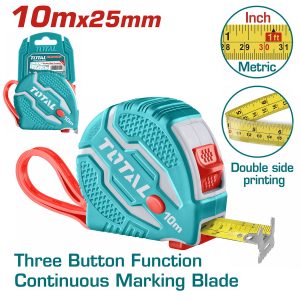 Total TMT126101 Μετροταινία με Αυτόματη Επαναφορά 10m X 25mm