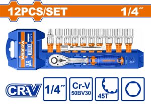 Wadfow WST4212 Σετ Καρυδάκια Με Καστάνια 1/4" 12 Τεμάχια