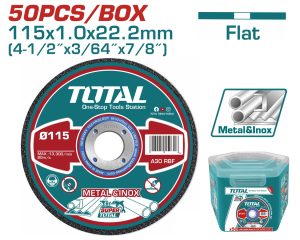 Total TAC20111550 Δίσκος Κοπής Inox / Μετάλλου 115 Χ 1mm 50 Τεμάχια Σε Πλαστικό Κουτάκι
