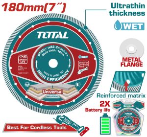 Total TAC2151801 Διαμαντόδισκος Υγρής Κοπής 180 Χ 22.2mm Χ 2.2mm Λεπτός
