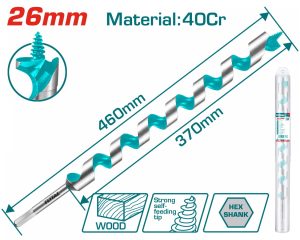 Total TAC3526 Τρυπάνι Ξύλου Τύπου Αρίδας 40Cr 26 Χ 460mm