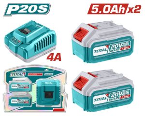 Total TFBCPK2513E Σετ 2 Μπαταριών Εργαλείου Λιθίου 20V Χωρητικότητας 5Ah με Φορτιστή