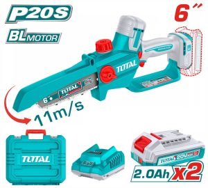 Total TGSLI20662E Κλαδευτικό Αλυσοπρίονο Μπαταρίας Li-ion 20V / 6"/2Ah / 2 Μπαταρίες Σε Βαλίτσα Brushless Motor