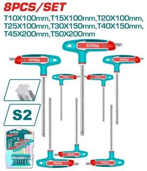 Total THHW80836 Σετ 8 Κλειδιά Torx σε Σχήμα Ταφ Τ10-Τ50
