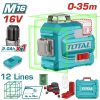 Total TLL301201E Αλφάδι Laser 3D Μπαταρίας Li-ion 16V / 0-35m Πράσινες Ακτίνες 12 Lines