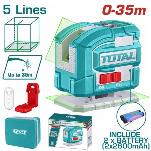 Total TLL306502 Αλφάδι Laser Αυτο-Οριζοντιούμενο 0-35m Πράσινες Ακτίνες 5 Lines