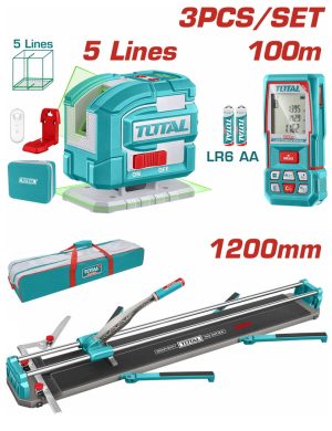 Total TOS250911 Σετ Κόφτης Πλακιδίων 120cm & Αλφάδι Laser 35m & Μετρητής Αποστάσεων 100m