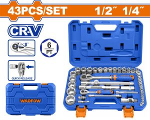 Wadfow WST3D43 Καστάνια με Καρυδάκια 1/4" & 1/2" 43 Τεμάχια