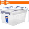 Wadfow WTB2370 Πλαστικό Κουτί Αποθήκευσης Διάφανο 25" / 66Lit