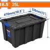 Wadfow WTB3325 Πλαστικό Κουτί Αποθήκευσης Μαύρο 18.5" / 25Lit